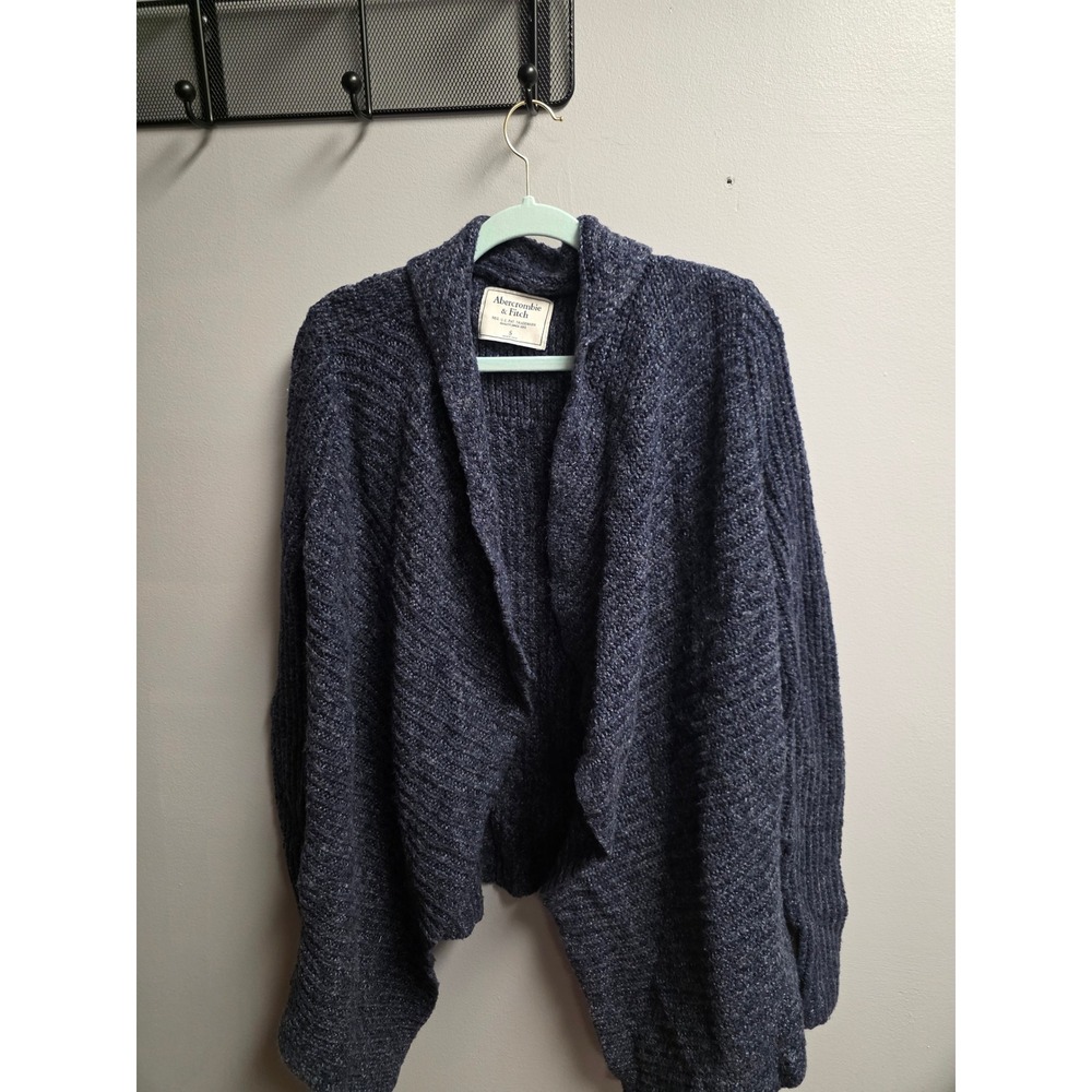 Abercrombie & Fitch Womens Navy/Dark Gray Draped Open Front Cardigan Sweater S